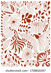 Composición floral vectorial con Flores Fantásticas. Tarjeta de saludo de primavera o verano, fondo, impresión o patrón. Papel tapiz floral