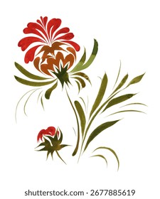 Vector floral de flores de fantasía pintadas a mano sobre un fondo blanco