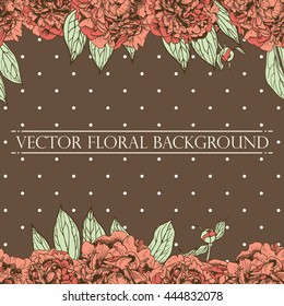Vector floral composition. Vintage peony background. Floral elements for design invitations, greeting cards, wedding cards.