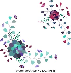 Vector floral composition,set,collection. Succulents and leaves