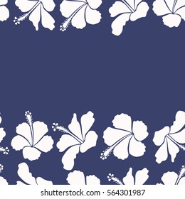 Vector floral concept. Natural neutral and violet hibiscus. Horizontal floral pattern can be used for wallpaper, website background, wrapping paper. Summer design with copy space (place for your text)