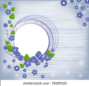 vector floral congratulatory background with a round frame