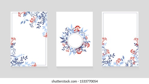 Vector floral  cover for your design. Banner with a simple natural elements. Flyers. Еlegant invitation.
