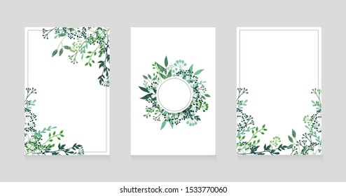 Vector floral  cover for your design. Banner with a simple natural elements. Flyers. Еlegant invitation.