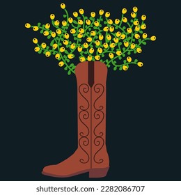 Vector floral cowboy boot illustration