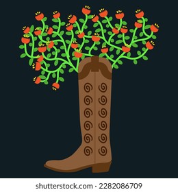 Vector floral cowboy boot illustration