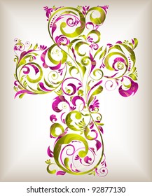 vector floral cross