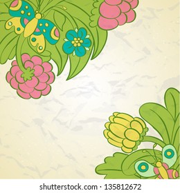 Vector floral curl design  template card