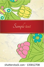 Vector floral curl design  template card
