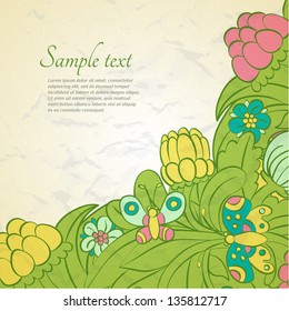Vector floral curl design  template card