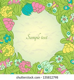 Vector floral curl design  template frame