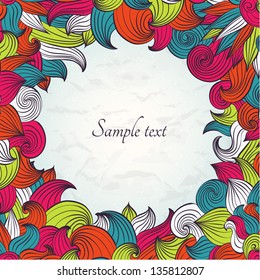 Vector floral curl design  template frame