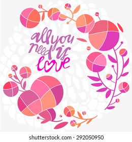 Vector floral cute wreath background card template