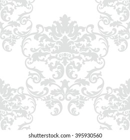 Vector floral damask baroque ornament pattern element. Elegant luxury texture for textile, fabrics or wallpapers backgrounds. Opal gray color