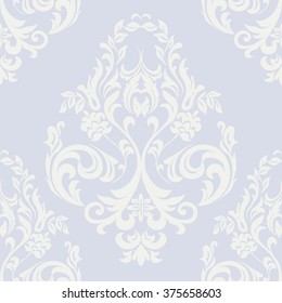 Vector floral damask ornament pattern. Elegant luxury texture for textile, fabrics or wallpapers backgrounds. Serenity blue colors