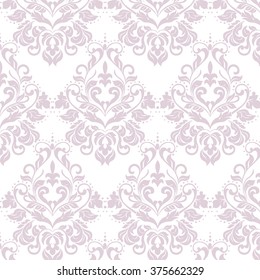 Vector floral damask ornament pattern. Elegant luxury texture for textile, fabrics or wallpapers backgrounds. Lavender color