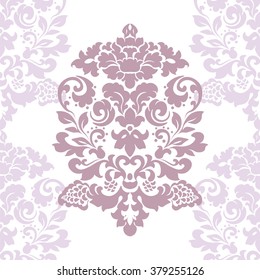 Vector floral damask ornament pattern. Elegant luxury texture for textile, fabrics or wallpapers backgrounds. Lavender color