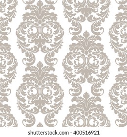 Vector floral damask pattern background. Luxury classic floral damask ornament, royal Victorian vintage texture for wallpapers, textile, fabric. Floral baroque element