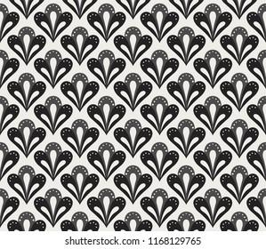 Vector floral damask seamless pattern. Elegant abstract art nouveau background. Classic flower motif texture.