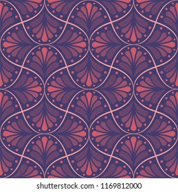 Vector floral damask seamless pattern. Elegant abstract art nouveau background. Classic flower motif texture.