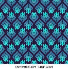 Vector floral damask seamless pattern. Elegant abstract art nouveau background. Classic flower motif texture.