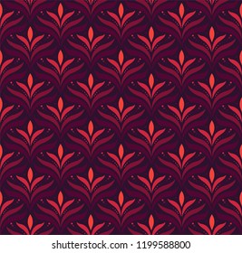 Vector floral damask seamless pattern. Elegant abstract art nouveau background. Classic flower motif texture.