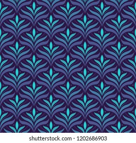 Vector floral damask seamless pattern. Elegant abstract art nouveau background. Classic flower motif texture.