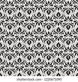 Vector floral damask seamless pattern. Elegant abstract art nouveau background. Classic flower motif texture.