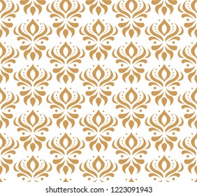 Vector floral damask seamless pattern. Elegant abstract art nouveau background. Classic flower motif texture.