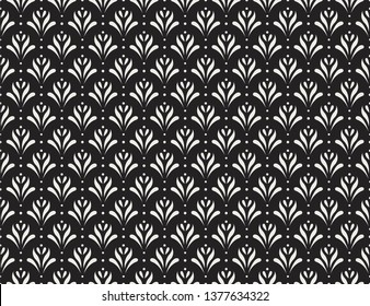 Vector floral damask seamless pattern. Elegant abstract art nouveau background. Classic flower motif texture.