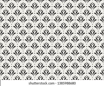 Vector floral damask seamless pattern. Elegant abstract art nouveau background. Classic flower motif texture.
