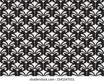 Vector floral damask seamless pattern. Elegant abstract art nouveau background. Classic flower motif texture.