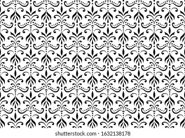 Vector floral damask seamless pattern. Elegant abstract art nouveau background. Classic flower motif texture.
