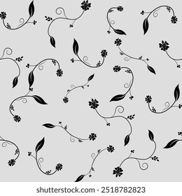 Vector floral damask seamless pattern. Isolated flower on white background for fabric, wallpaper or wrapping paper. Classical botany