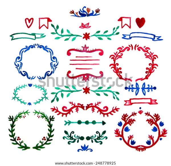 Vector Floral Decor Set Hand Drawn Stock Vector Royalty Free