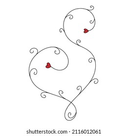 Decoración vectorial floral elegante elemento con corazones. Forma de corazón hermosa decoración para invenciones, tarjetas de felicitación, bodas