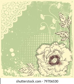 Vector floral decoration .Flowers background with pastel colored for text with grunge elements