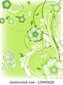 vector floral decorative abstract background with butterfly