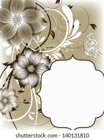 vector floral decorative abstract background with butterfly