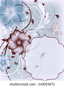 vector floral decorative abstract background with butterfly