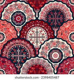Vector floral decorative art design, seamless pattern for fabric print