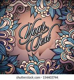 Vector floral decorative background. Template frame design for card.