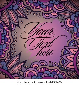 Vector floral decorative background. Template frame design for card.