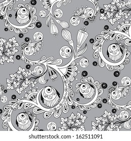 Vector floral decorative background. Template frame design for card (not seamless version)