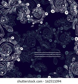 Vector floral decorative background. Template frame design for card with place for your text.