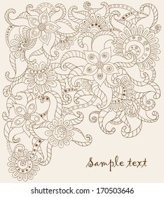 Vector floral decorative background. Template frame design for card with place for your text.
