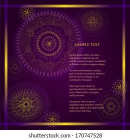 Vector floral decorative background. Template frame design for card with place for your text.