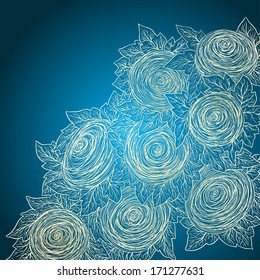 Vector floral decorative background. Template frame design for card with place for your text.