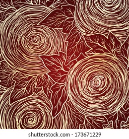 Vector floral decorative background. Template frame design for card with place for your text.