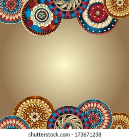 Vector floral decorative background. Template frame design for card with place for your text.
